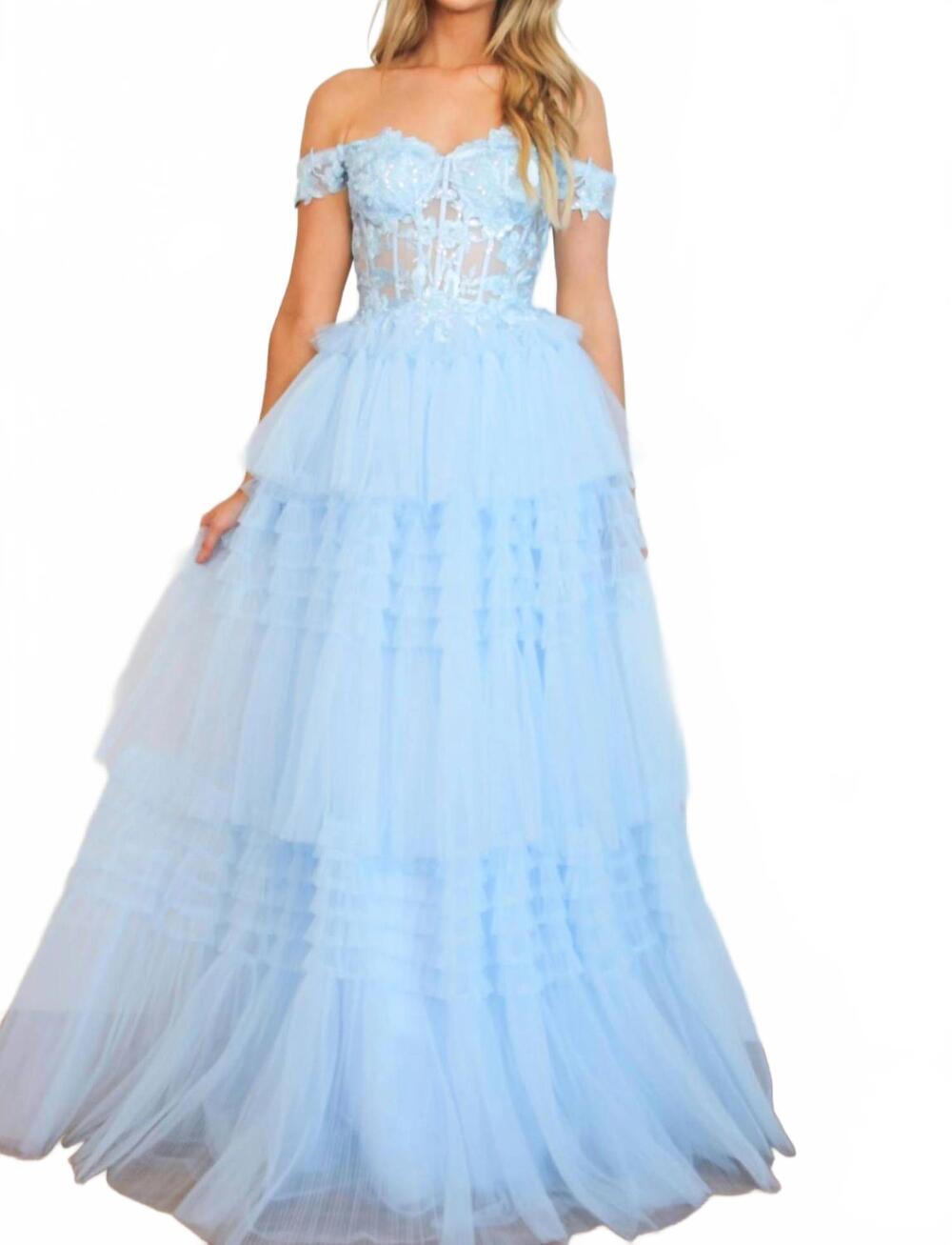 NEW CINDERELLA DIVINE vienna sparkly lace bustier tulle ruffle formal dress in l